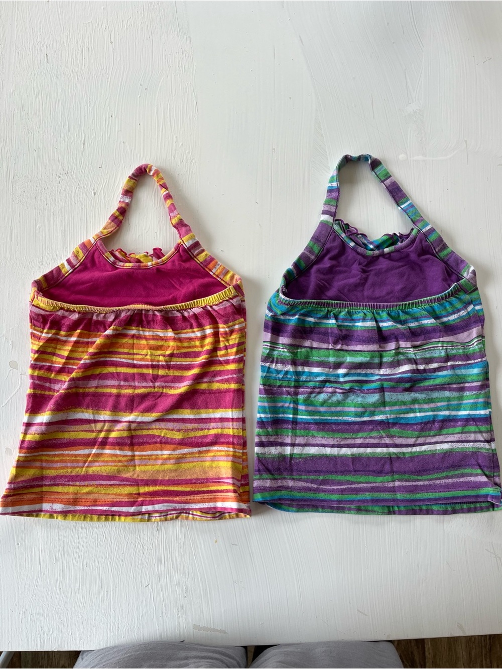 Girls' Striped Halter Tops - Pink/Yellow & Purple/Teal - Picture 2 of 4
